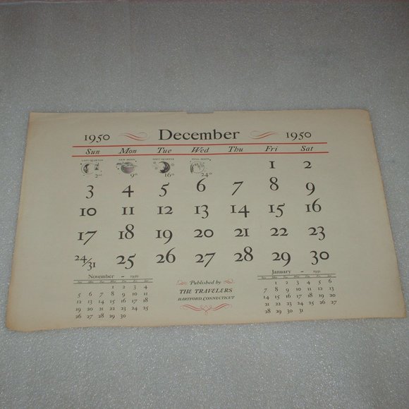 Vintage 1950 advertising calendar print - Picture 10 of 11